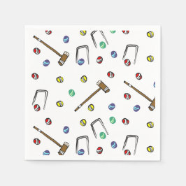 Cute Croquet Party Hand-Illustrated Gräsmatta Game Pappersservett