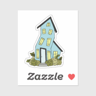 Cute Crotered Cottage Blue Klistermärken
