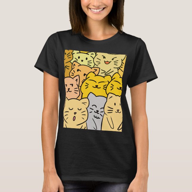 Cute Crowd Cat for Casual Wear Women’s T-Shirt (Framsida)