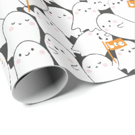 Cute Crowed Spöken med Boo flaggor Presentpapper
