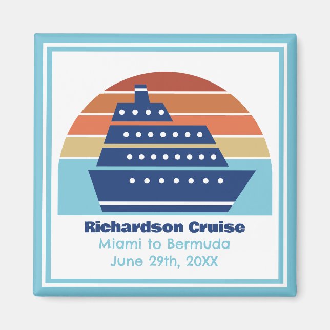 Cute Cruise Frakt Family Resa Sunset Personlig Magnet (Framsidan)