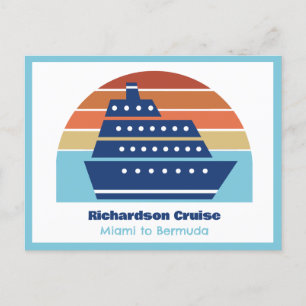Cute Cruise Frakt Family Resa Sunset Personlig Vykort