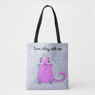 Cute cryptokitty Bella vill spela Tote Bag Tygkasse