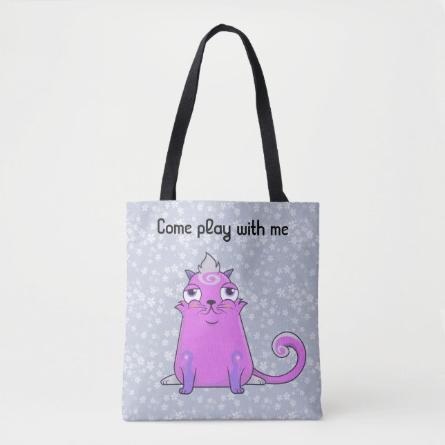 Cute cryptokitty Bella vill spela Tote Bag Tygkasse (Framsida)