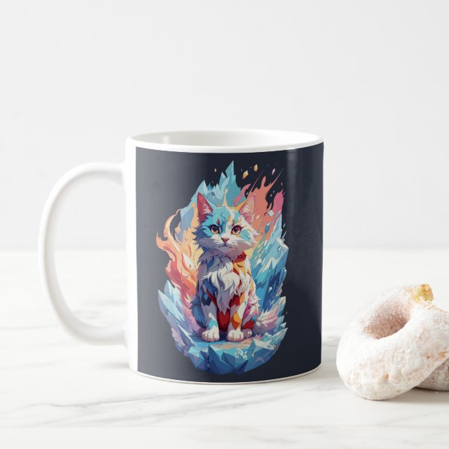 Cute Crystal Fantasy Cat Design Kaffemugg (Med munk)