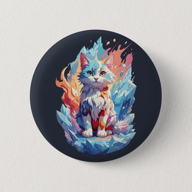 Cute Crystal Fantasy Cat Design Knapp (Framsida)