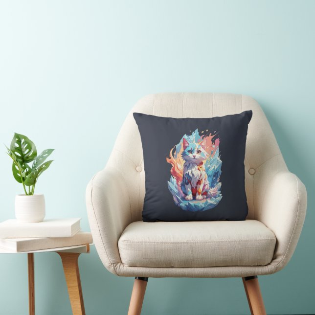 Cute Crystal Fantasy Cat Design Kudde (Stol)