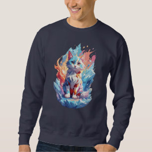 Cute Crystal Fantasy Cat Design Lång Ärmad Tröja