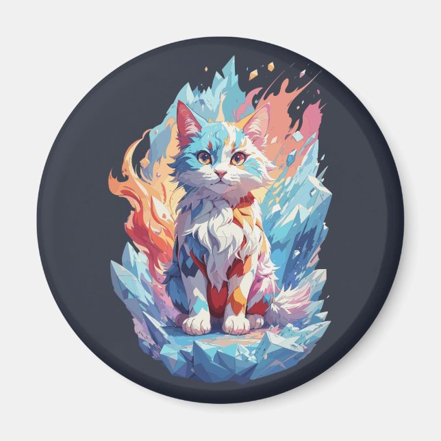 Cute Crystal Fantasy Cat Design Magnet (Framsidan)