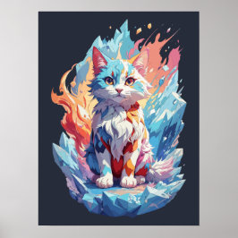 Cute Crystal Fantasy Cat Design Poster