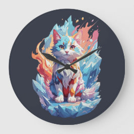 Cute Crystal Fantasy Cat Design Stor Klocka