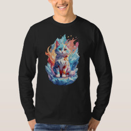 Cute Crystal Fantasy Cat Design T Shirt