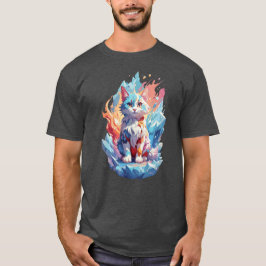 Cute Crystal Fantasy Cat Design T Shirt