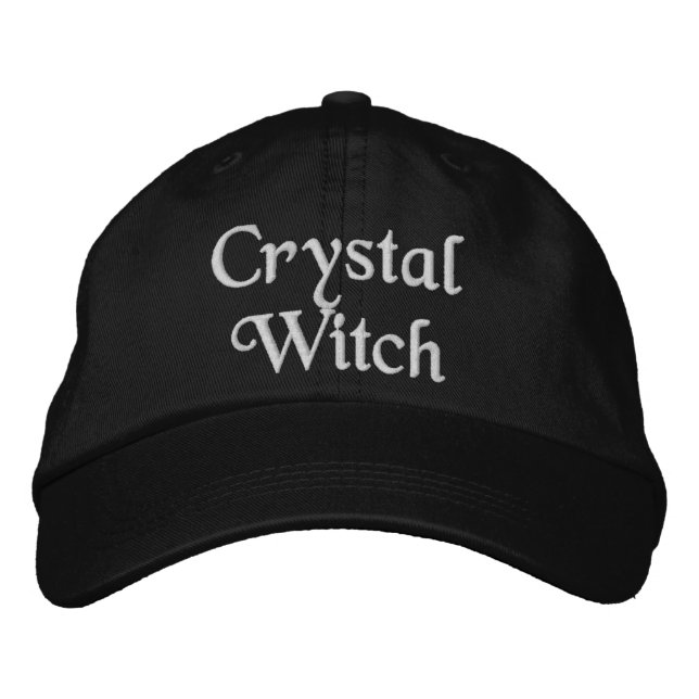 Cute Crystal Witch Quote Beige Black Broderad Keps (Framsida)
