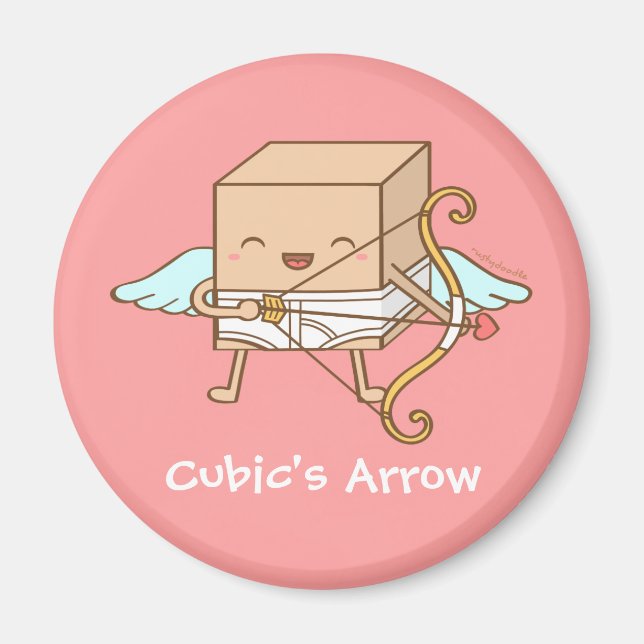 Cute Cubic Cupid Arrow Valentines day Funny Pun Magnet (Framsidan)