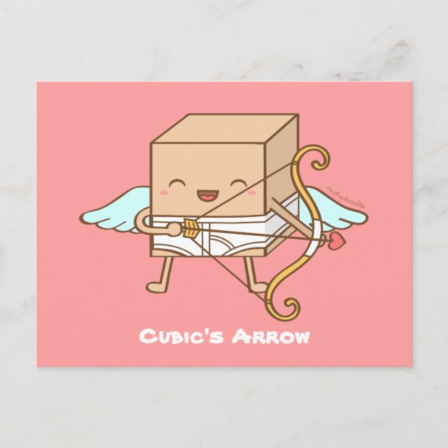 Cute Cubic Cupid Arrow Valentines day Pun Humor Helg Vykort (Framsida)