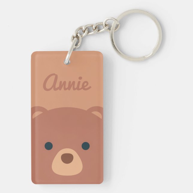 Cute Cudda Brown Bear Custom Name| Nyckelkedja (Baksidan)