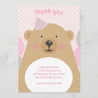 Cute Cudde Nalle Tackkort Card Inbjudningar