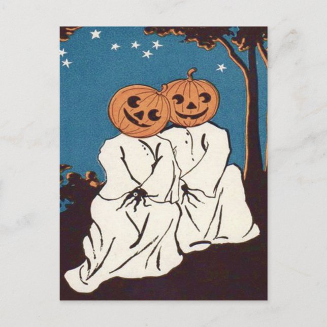 Cute Cuddle Pumpkin Jack O'Lantern Ghost Vykort (Framsida)