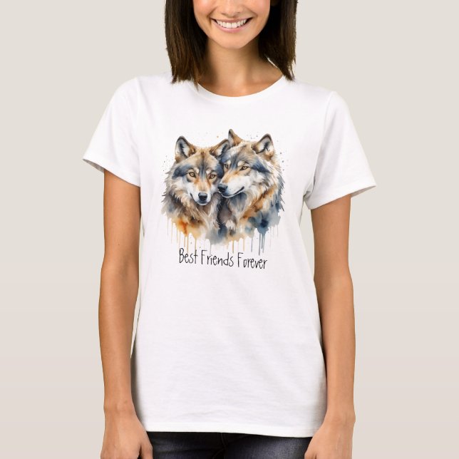 Cute Cuddling Vargs Best Friends for ver, BFF. T Shirt (Framsida)