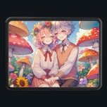 Cute Cudely Anime par Whimsical Romantic Dragkroksskydd<br><div class="desc">Djuppojke och flicka som håller händer i kärlek sitta i en sats av svampar och blommor av vintage i bakgrunden.</div>