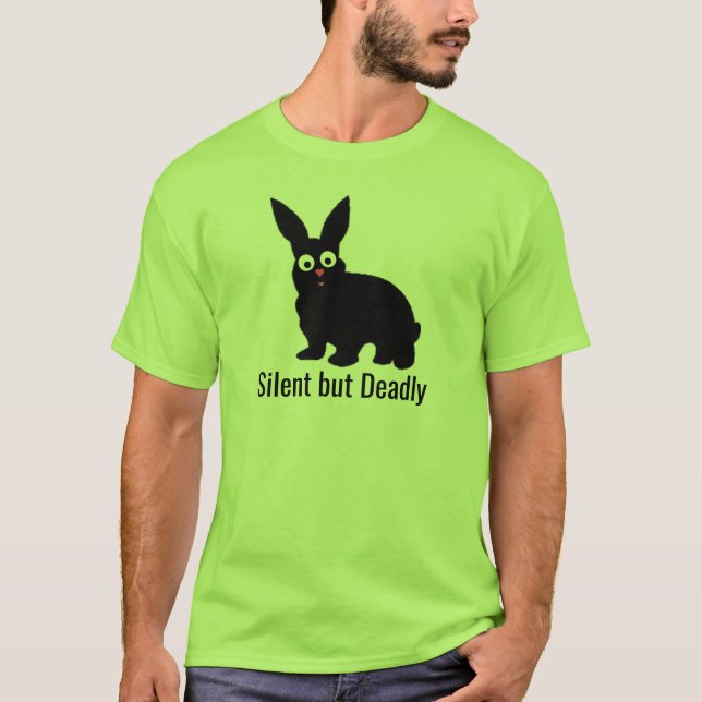 Cute, Cudely, Black Rabbit - tyst men dödligt T Shirt (Framsida)