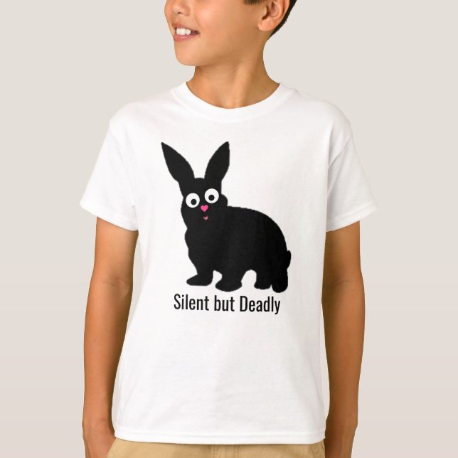 Cute, Cudely, Black Rabbit - tyst men dödligt T Shirt (Framsida)