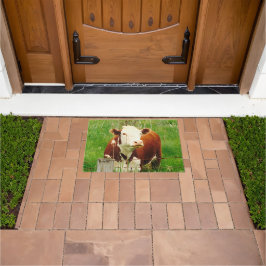 Cute Cudely Cow Brown Grönt Grass Door Mat