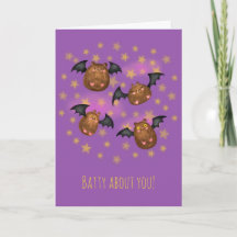 Cute cudely fladdermöss Valentine-kort