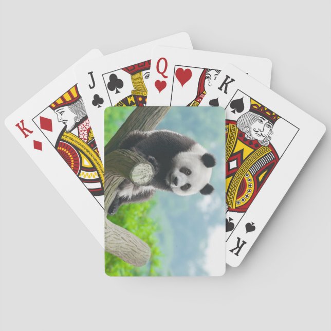 Cute Cudely Panda Bear Sitta vid Träd Gren Casinokort (Baksidan)