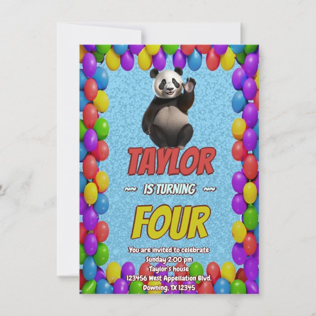 Cute Cudely Panda Bear ThBäste Birthday Inbjudan (Framsida)