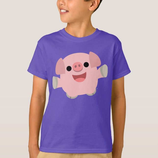 Cute Cudely Tecknad Gris Kids T-shirt (Framsida)