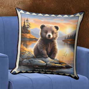Cute Cudly Bear Unge Animal Art Art Kudde