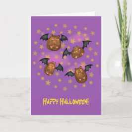 Cute cudly fladdermöss Halloween-kort Kort