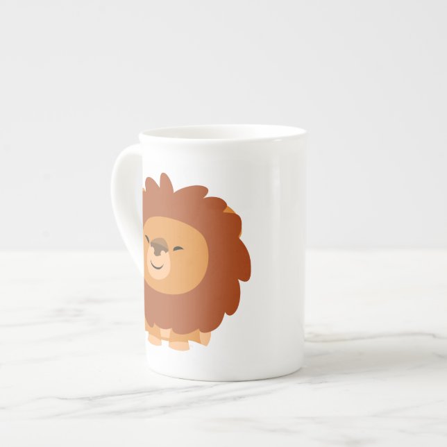 Cute Cudly Tecknad Lejon Bone China Mugg Benporslin Mugg (Framsida vänster)