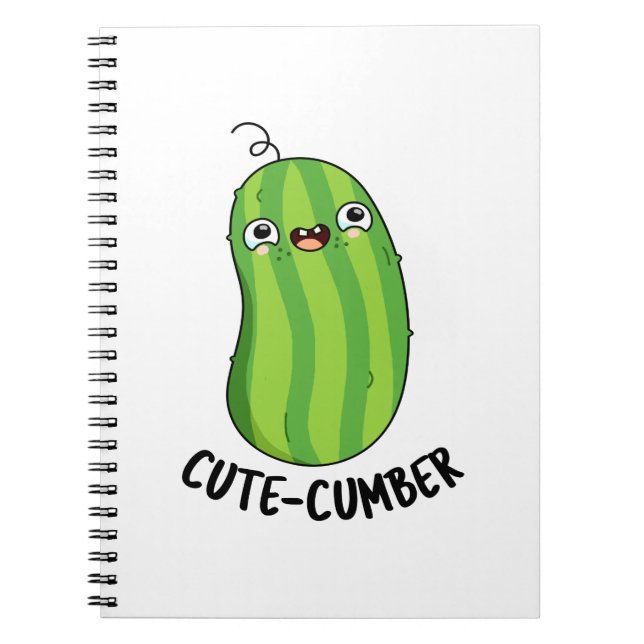 Cute-cumber Funny Cucumber Veggie Pun Anteckningsbok (Framsidan)
