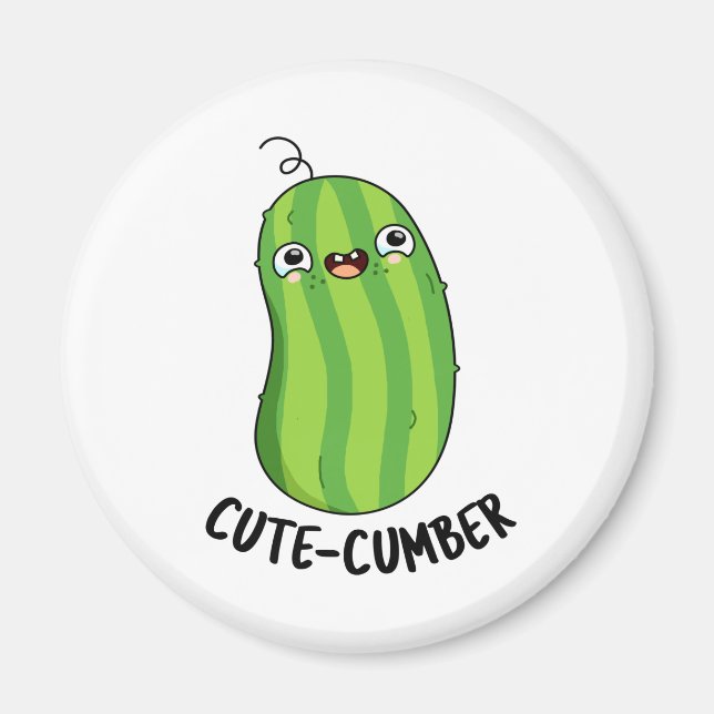 Cute-cumber Funny Cucumber Veggie Pun Magnet (Framsidan)