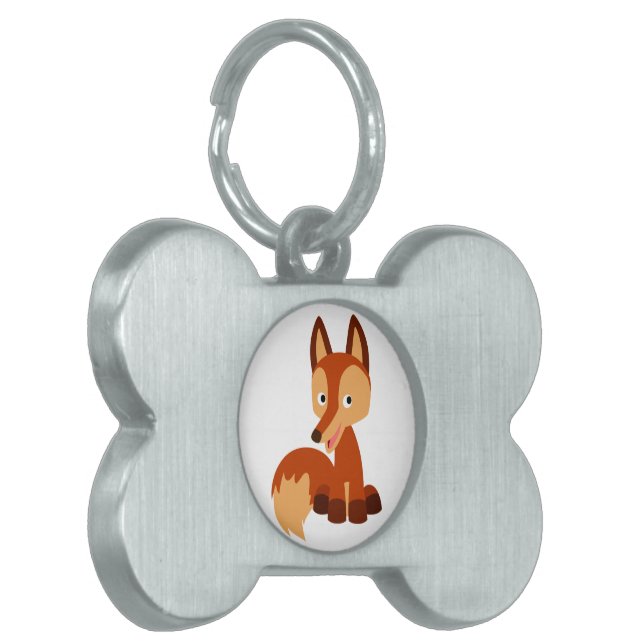 Cute Cuning Tecknad Fox Pet-tagg ID-bricka Husdjur (Vänstra Framsidan)