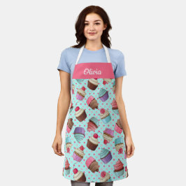 Cute Cupaka Mönster, Anpassningsbar Text Apron