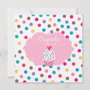 Cute Cupaka Party Inbjudan Polka dots Rosa