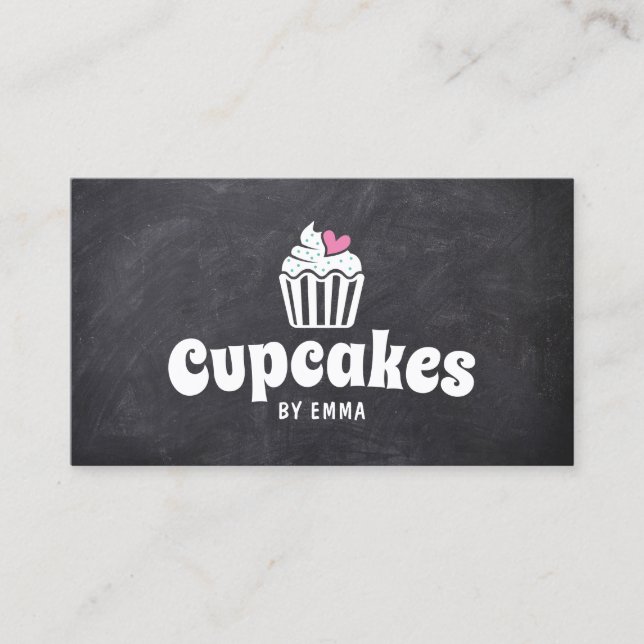 Cute Cupaka Rosa Heart Home Bakery Chalkboard Visitkort (Framsida)