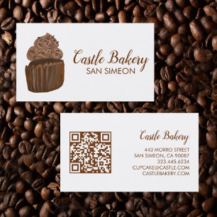 CUTE CUPCAKE Bakery Pastry Chef Modern QR-kod Visitkort