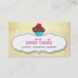 CUTE CUPCAKE whimsical Bkeh mönster gult Visitkort