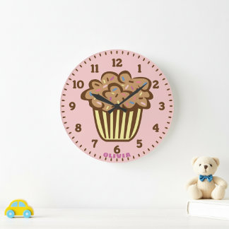 Cute Cupcake with Custom Name Wall Clock Stor Klocka