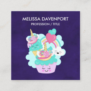 Cute Cupcoa och Lycklig Ice Cream Fyrkantigt Visitkort