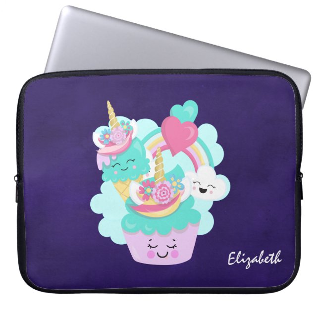Cute Cupcoa och Lycklig Ice Cream Laptop Fodral (Framsidan)