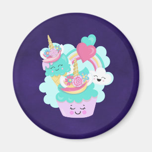 Cute Cupcoa och Lycklig Ice Cream Magnet