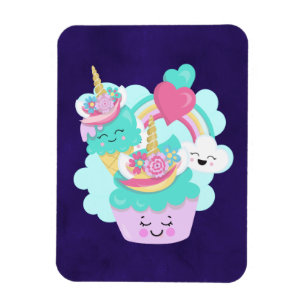 Cute Cupcoa och Lycklig Ice Cream Magnet