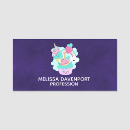 Cute Cupcoa och Lycklig Ice Cream Namnbricka