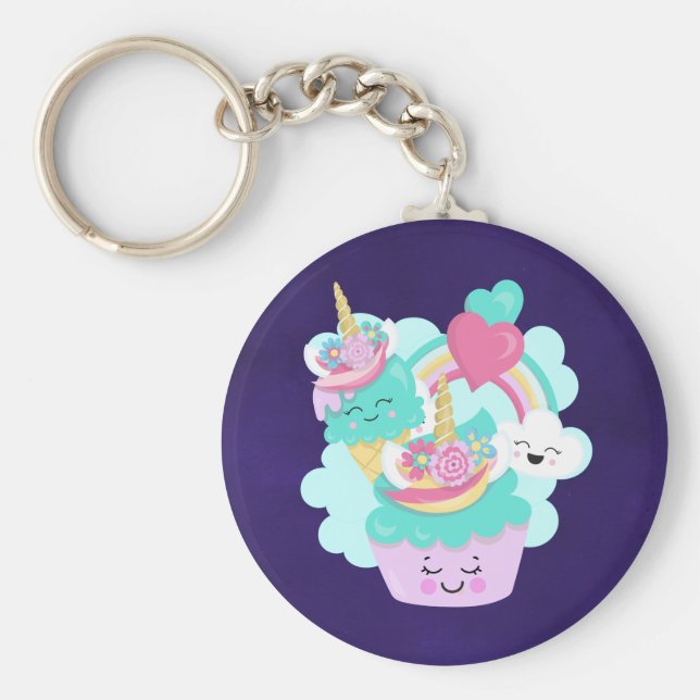 Cute Cupcoa och Lycklig Ice Cream Nyckelring (Framsidan)